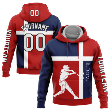 Custom Stitched Red US Navy Blue-Black 3D Dominican Republic Dominican Republic Flag Sports Pullover Sweatshirt Hoodie