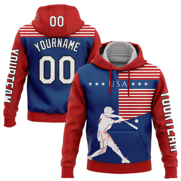 Custom Stitched Red US Navy Blue-Black 3D USA Flag Sports Pullover Sweatshirt Hoodie