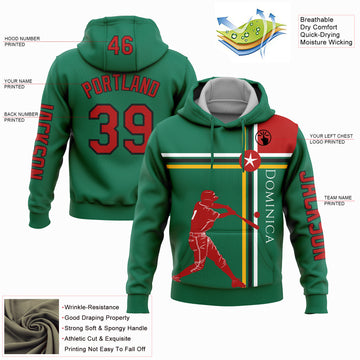 Custom Stitched Kelly Green Red Gold-Black 3D Dominic Dominican Flag Sports Pullover Sweatshirt Hoodie