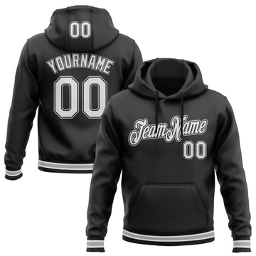 Custom Stitched Black White-Gray Sports Pullover Sweatshirt Hoodie