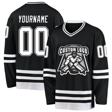 Custom Black White Hockey Jersey