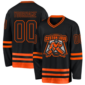 Custom Black Orange Hockey Jersey