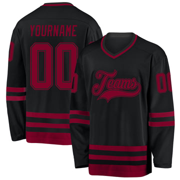 Custom Black Maroon Hockey Jersey