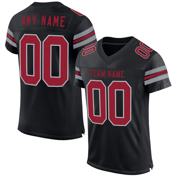 Custom Black Cardinal-Gray Mesh Authentic Football Jersey