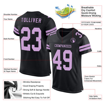 Custom Black Light Purple Mesh Authentic Football Jersey