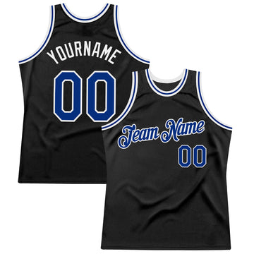 Custom Black Royal-White Authentic Throwback Basketball Jersey