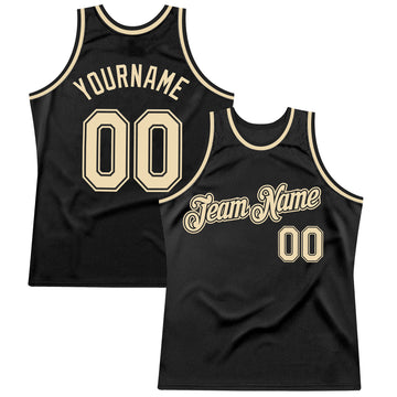 Custom Black Cream Authentic Throwback Basketball Jersey