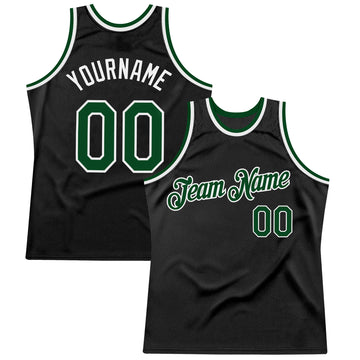 Custom Black Green-White Authentic Throwback Basketball Jersey