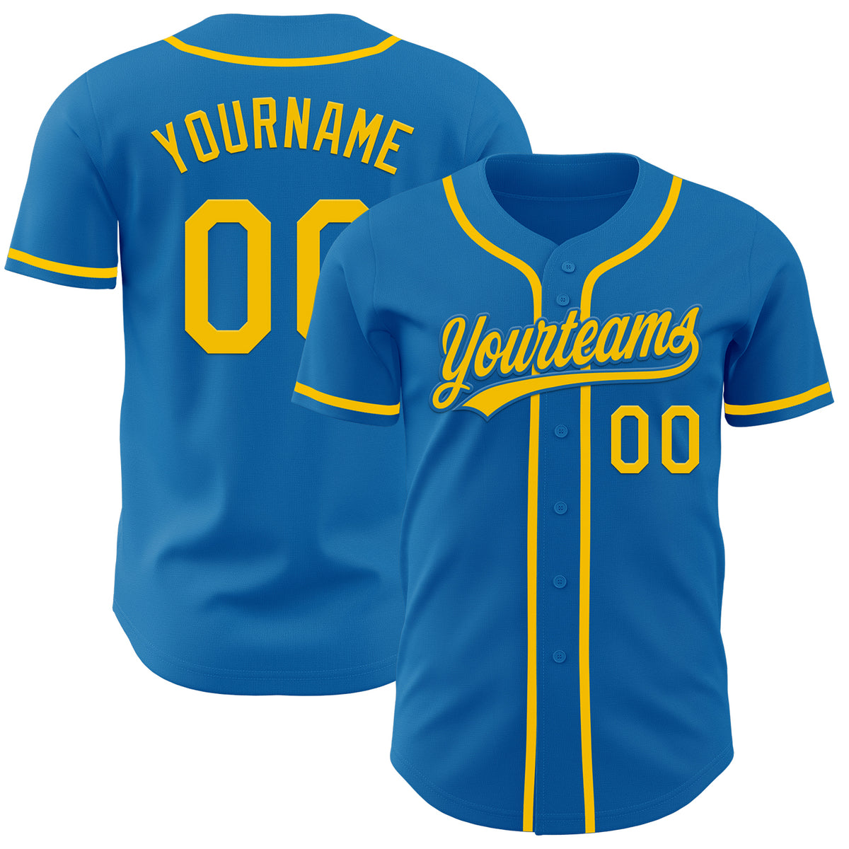 Custom Blue Yellow Authentic Baseball Jersey Discount