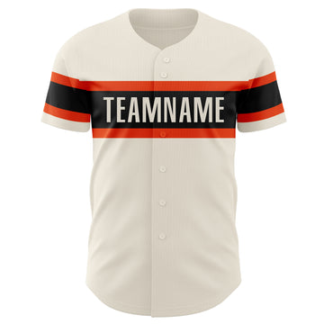 Custom Cream Orange-Black Authentic Baseball Jersey