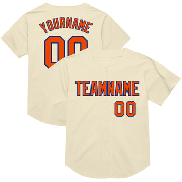 Custom Cream Orange-Royal Mesh Authentic Throwback Baseball Jersey