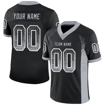 Custom Black Gray-White Mesh Drift Fashion Football Jersey