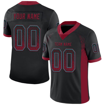 Custom Black Crimson-Teal Mesh Drift Fashion Football Jersey