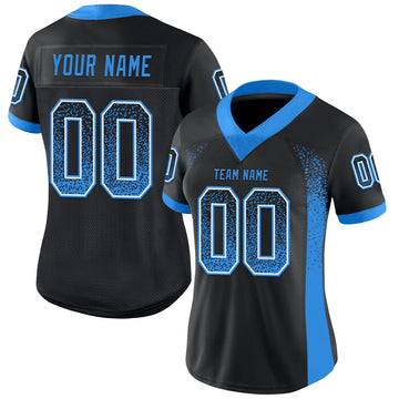 Custom Black Powder Blue-White Mesh Drift Fashion Football Jersey