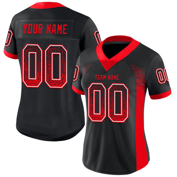 Custom Black Fire Red-White Mesh Drift Fashion Football Jersey