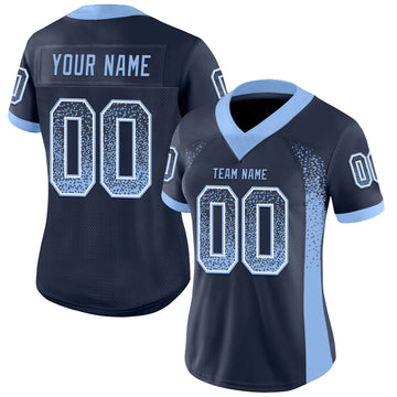 Custom Navy Light Blue-White Mesh Drift Fashion Football Jersey