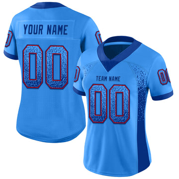 Custom Powder Blue Royal-Red Mesh Drift Fashion Football Jersey