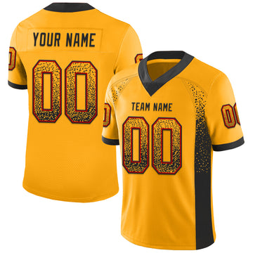 Custom Gold Black-Red Mesh Drift Fashion Football Jersey