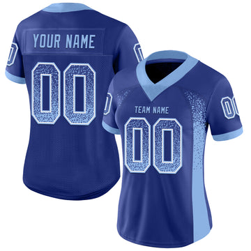 Custom Royal Light Blue-White Mesh Drift Fashion Football Jersey