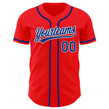 Custom Fire Red Royal-White Authentic Baseball Jersey