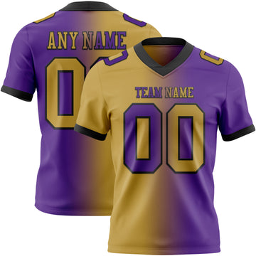 Custom Purple Old Gold-Black Mesh Authentic Gradient Fashion Football Jersey