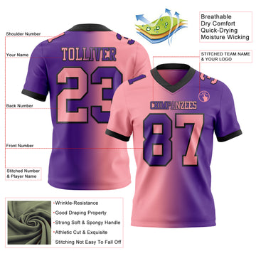 Custom Purple Medium Pink-Black Mesh Authentic Gradient Fashion Football Jersey