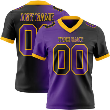 Custom Black Purple-Gold Mesh Authentic Gradient Fashion Football Jersey