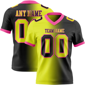 Custom Black Neon Yellow-Pink Mesh Authentic Gradient Fashion Football Jersey