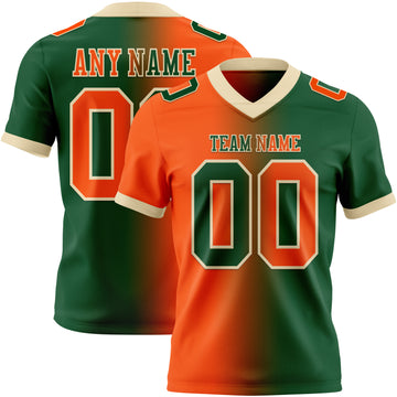 Custom Green Orange-Cream Mesh Authentic Gradient Fashion Football Jersey