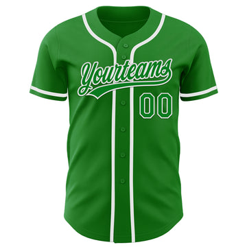 Custom Grass Green White Authentic Baseball Jersey