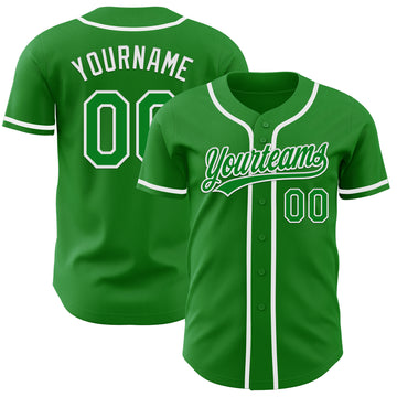 Custom Grass Green White Authentic Baseball Jersey