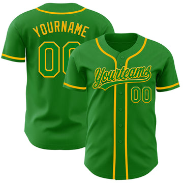 Custom Grass Green Gold Authentic Baseball Jersey