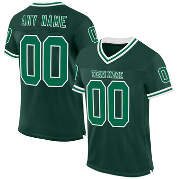 Custom Green Kelly Green-White Mesh Authentic Throwback Football Jersey