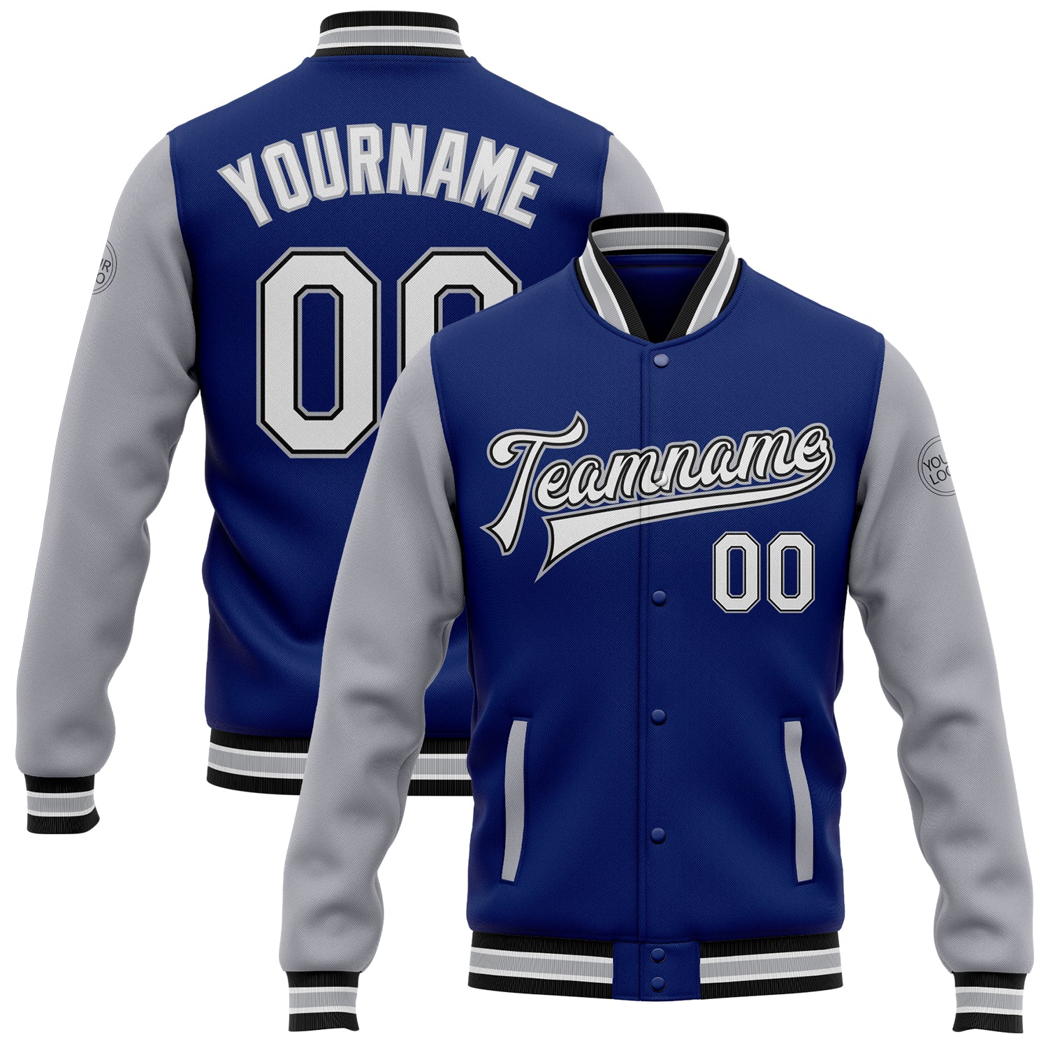 Custom Varsity Letterman Jacket White Black Pinstripe Sky Blue-Pink Bomber Full-Snap Men's Size:2XL