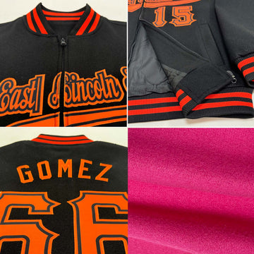 Custom Pink Red-White Bomber Varsity Letterman Zipper Jacket