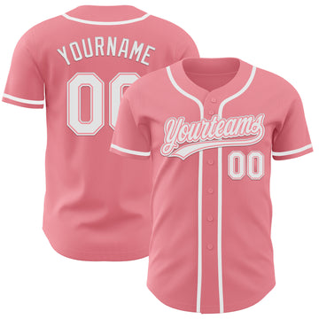 Custom Medium Pink White Authentic Baseball Jersey