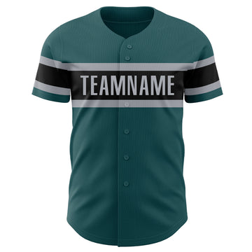 Custom Midnight Green Black-Gray Authentic Baseball Jersey