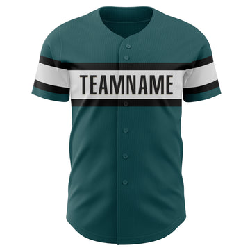 Custom Midnight Green Black-White Authentic Baseball Jersey