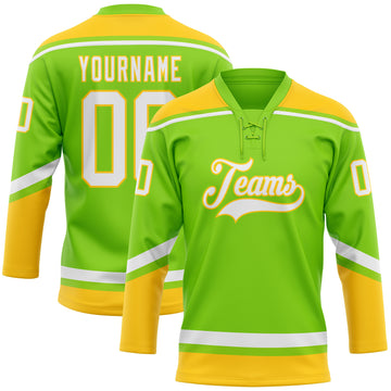 Custom Royal Neon Green-White Hockey Jersey Discount