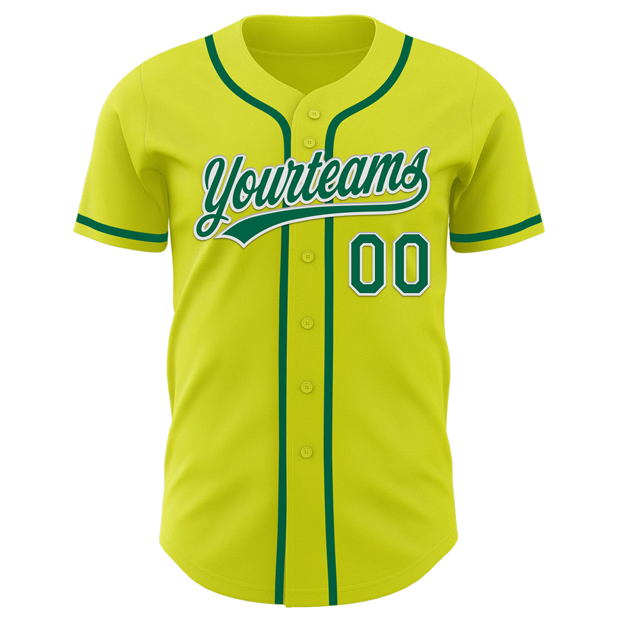 Custom Neon Yellow Kelly Green-White Authentic Baseball Jersey Discount