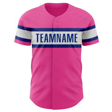 Custom Pink White-Royal Authentic Baseball Jersey