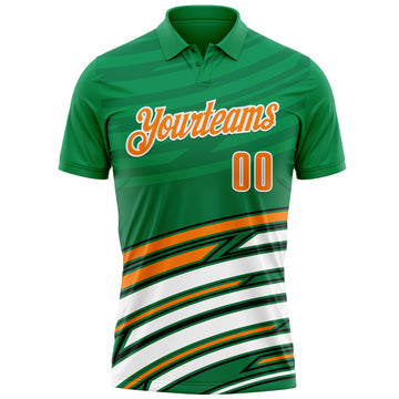 Custom Green Bay Orange-Black 3D St. Patrick's Day Shamrock Performance Polo Shirt