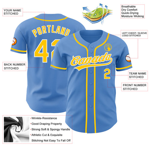 Cheap Custom Powder Blue Yellow-White Authentic Baseball Jersey Free  Shipping – CustomJerseysPro