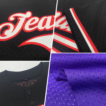 Custom Purple Black-Pink Mesh Authentic Throwback Baseball Jersey