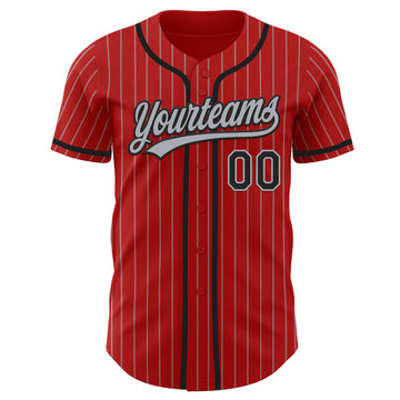 Custom Red Pinstripe Baseball Jerseys, Baseball Uniforms For Your Team