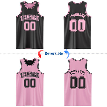 Custom Reversible Black Light Pink Double Side Authentic Basketball Jersey