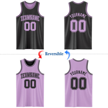 Custom Reversible Black Light Purple Double Side Authentic Basketball Jersey