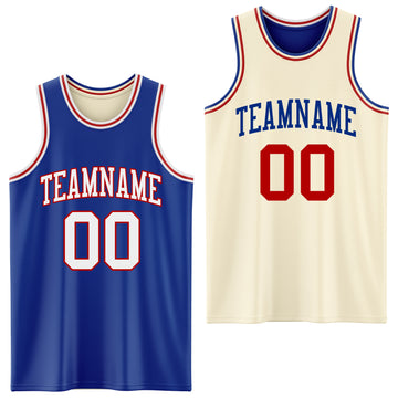 Custom Reversible Royal White-Red Double Side Basketball Jersey