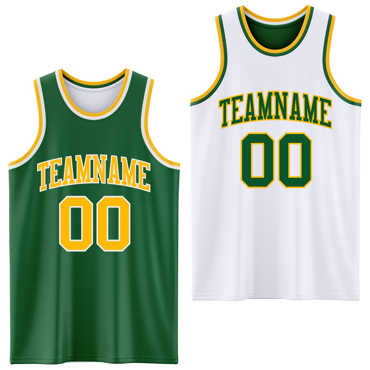 Custom Reversible Kelly Green Gold-White Double Side Basketball Jersey ...