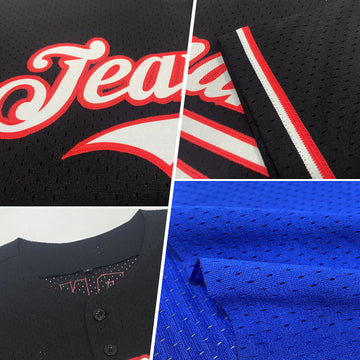 Custom Royal Black-Orange Mesh Authentic Throwback Baseball Jersey